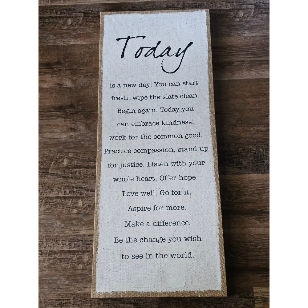 Today Inspirational Burlap Canvas Wall Art Rustic Farmhouse Quote Sign 35x12